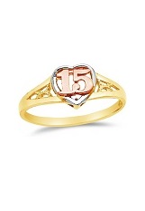 lovable 15 years heart three color gold baby ring